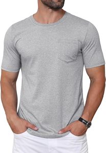 Camiseta de verano para hombre, camisetas informales de talla grande para hombre, camiseta personalizada de algodón orgánico transpirable de Color sólido - Product Image 2