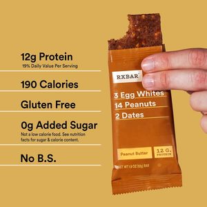 RXBAR Protein <b>Bars</b>, 12g Protein, Gluten Free Snacks, Snack <b>Bars</b>, Peanut Butter, 22oz Box (12 Count) - Product Image 2