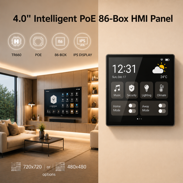 4 Inch Smart 86 Box POE & RS485 Interface720x720 480x480| With Housing & Capacitive Touch | for Smart Home & Industrial Control