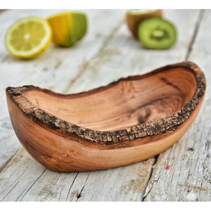 Tazón de masa ovalado de madera con mango acabado Natural, precio al por mayor, borde de corteza, tazón de madera, tazón de cocina para frutas, uso multiusos - Product Image 5