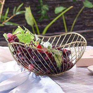 Luxury Geometric Gold Stainless Steel Fruit Bowl <b>Large</b> Capacity Decorative Metal Wire Fruit <b>Basket</b> for Modern Living Room Decor - Product Image 1