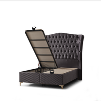 Cadre de lit pliable en bois massif King Queen Size rembourré Meubles de chambre à coucher en gros