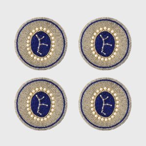 New Arrival multi color beaded hand made latest premium elegant beaded <b>Coaster</b> hand crafted 4 set design <b>coaster</b> use for girts - Product Image 1