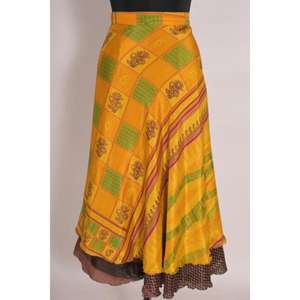 Colorido Reversible Magic Wrap falda arte seda vestido de fiesta para mujer, falda Sari Vintage, seda polivinílica, vestido de falda convertible - Product Image 3