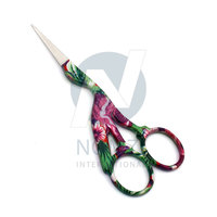 Ciseaux de broderie professionnels en acier inoxydable à pointe aiguisée, couleur personnalisée, pour droitiers, motif grue, pour couture, artisanat, travaux d'aiguille et usage quotidien