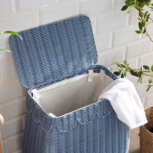 New design <b>with</b> scalloped lid storage <b>basket</b> without <b>handles</b> made in Vietnam rattan material great price - Product Image 3