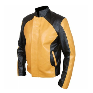 Men's Yellow/Black Winter Motorcycle <b>Jacket</b> CE Protected Armoured <b>Biker</b> Racing Leather <b>Plus</b> <b>Size</b> Printed Technique Lambskin - Product Image 5