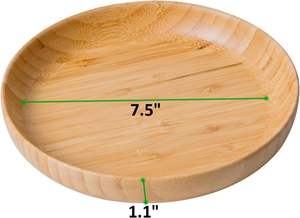 Assiettes rondes en bois de 7,5 pouces pour la nourriture assiettes en bambou assiettes à dîner réutilisables pour enfants vaisselle 2 pièces bois léger pour plats - Product Image 3