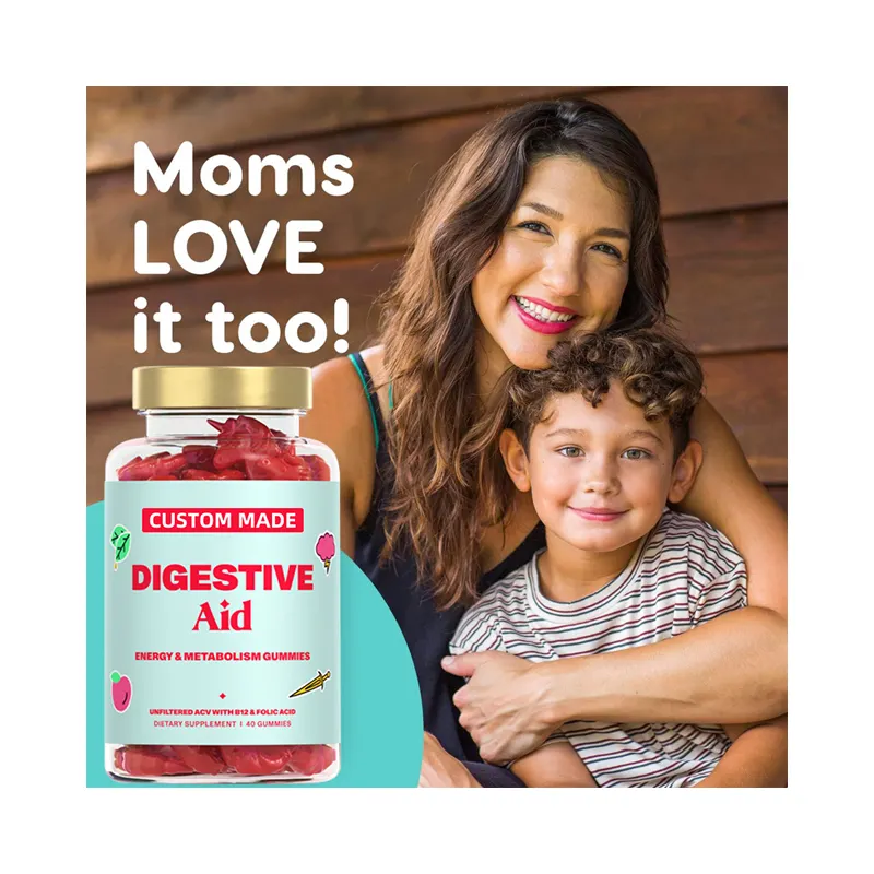 Natural Probiotic Gummies Supplement Supports Healthy Digestive Tract and Immune System Contains Beneficial Bacteria
