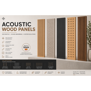 <b>Acoustic</b> Wood Panels MDF Sound Absorbing Decorative Wall/Ceiling <b>Solutions</b> Made Spain Modern Design Hotel NRC 0.9 2-Year - Product Image 1