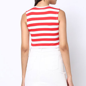 Top court en coton 100% écologique léger de couleur rouge pour femme, arrivée hivernale élégante, respirant - Product Image 3