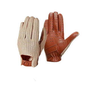 Gants de conduite en cuir souple véritable Gants de conduite cousus à doigts entiers Gants de conduite de voiture et de camion de couleur unie - Product Image 4