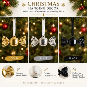 Silver Metal Candy Ornament Round Hanging Classic <b>Christmas</b> Tree Decor - Product Image 4