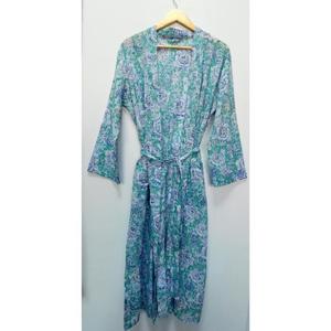 Lavinas Robe Kimono imprimée en coton à col en V pour femmes, mélange doux, vêtements d'été décontractés, vêtements de nuit confortables, rapides - Product Image 5