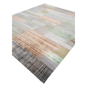Tapis en laine et soie de bambou noué à la main Kavi gris et noir, motif abstrait Afterglow pour usage domestique Eskm-10 - Product Image 2