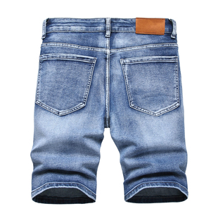 กางเกงยีนส์ขาสั้นสำหรับผู้ชายกางเกงขาสั้นผ้าเดนิมผ้าฝ้ายสีพื้นสไตล์ใหม่ล่าสุด100% - Product Image 3