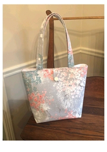 Sac fourre-tout en toile abstraite à fleurs pastel, aquarelle moderne, gris, pêche, menthe, écologique, réutilisable, sac de transport quotidien - Product Image 2