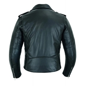 Veste en cuir de style motard Cafe Racer en cuir Napa de mouton véritable doux fini et teint uni - Product Image 6