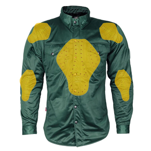 Chemise de protection de moto pour hommes avec chemise en Kevlar approuvée CE pour la protection et les zones rembourrées jaunes - Product Image 1