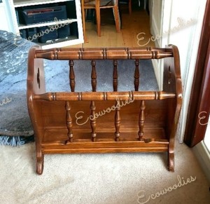 Vintage Nice Bamboo Wood Woven Dark Brown Magazine Rack Holder <b>Books</b> Storage for Living Room <b>Nursery</b> Traditional Rack Holder - Product Image 1
