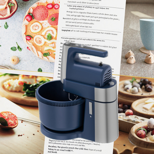 Mélangeur électrique de cuisine avec <span class=keywords><strong>batteur</strong></span> <span class=keywords><strong>à</strong></span> <span class=keywords><strong>oeufs</strong></span> <span class=keywords><strong>à</strong></span> 5 vitesses et mécanisme d'agitation manuel, avec bol mélangeur inclus - Product Image 3