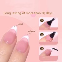AILLSA Uñas Postizas Francesas de Cobertura Completa, Forma Cuadrada Ataúd, Acrílicas Pre-fabricadas, Diseñadas a Mano, Puntas de Uñas para Dedos