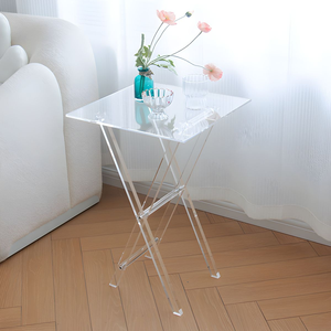 आधुनिक पारदर्शी ऐक्रेलिक फोल्डिंग कॉफी और डाइनिंग एंड टेबल स्पष्ट राउंड और आयताकार घर सजावट फर्नीचर प्रदर्शन रैक - Product Image 5