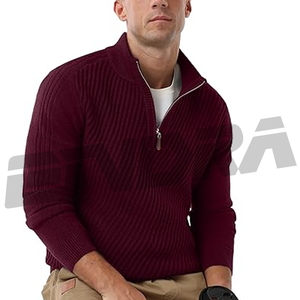 Sweat-shirt matelassé à demi-zip pour homme avec col montant et coupe ample offrant confort et chaleur pour une tenue décontractée quotidienne - Product Image 1