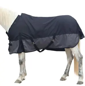 1200 דניר סדין גשם קל משקל עמיד למים לנשימה שמיכת סוס (ללא מילוי) שחור אפור 81 אינץ'