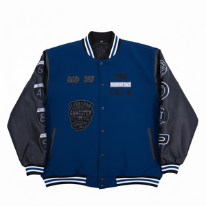 Veste bomber en cuir d'hiver de haute qualité avec broderie streetwear, manches en cuir pour homme, confortable et chauffante - Product Image 1