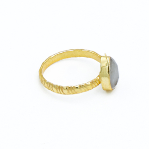 Best Quality Rainbow Moonstone Pear <b>Ring</b> | 18K Gold Plated <b>Adjustable</b> Handmade Brass Jewelry | Wedding Fashion From India - Product Image 3