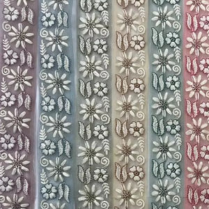 Lujo Tradicional 9 Mtr. Opción de secuencia de patrón de flores bordadas de mariposa romántica de red de encaje indio para estilo elegante - Product Image 3