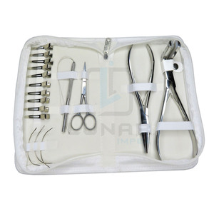 Kit de herramientas de extensión de cabello, Material de acabado de pulido de plata con Funda de cuero de PVC blanco y accesorios personalizados - Product Image 5