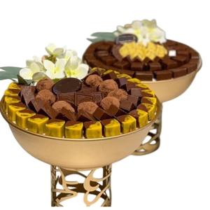 Classic Gold Embossed Metal Chocolate Bowl With Candies Elegant Decorative <b>Serving</b> <b>Dish</b> For Festive Occasions Factory Priced - Product Image 3