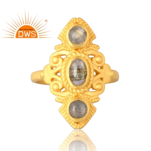 Anillo de piedras preciosas de labradorita Natural chapado en oro de 18 quilates de Plata de Ley 925, joyería personalizada para mujer, regalo para ella - Product Image 3
