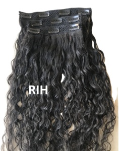 Solo donante 100% Crudo Sin procesar Cutícula Alineada Longitud larga 200 Gramos Remy Humano Natural Rizado Clip Wave Wefted Bundle - Product Image 5