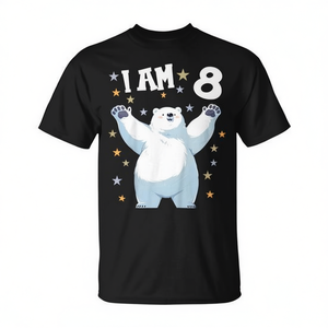 Camiseta de celebración de cumpleaños número 8 para niños y niñas, con diseño de oso polar, para niños y niñas de 8 años - Product Image 2