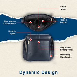 Hammonds Flycatcher Genuine Leather Premium <b>Sling</b> Crossbody <b>Bag</b> <b>Men</b> 1 Year Warranty Polyester Lining Stylish Trendy Design - Product Image 3