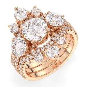 Vente en gros de bagues de fiançailles en diamant de laboratoire en or rose 14 carats de haute qualité, cadeau de mariage, bijoux fins pour femmes - Product Image 6