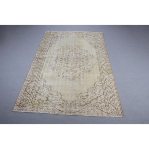 Tapis de 5,8 x 5,8 pieds, tapis turc vintage, tapis blanc à motifs de plantes et d'arbres - Product Image 1