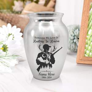 Urnes de chasse au cerf personnalisées en acier inoxydable urne décorative gravée de taille personnalisée pour adultes cendres humaines argent - Product Image 3