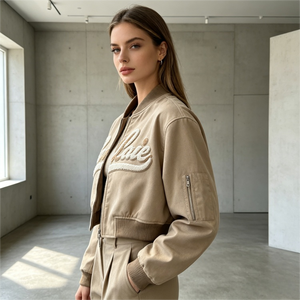 Chaqueta Universitaria de Alta Calidad para Mujer, Chaqueta Letterman con Bordado Personalizado de Espíritu de Equipo - Product Image 4