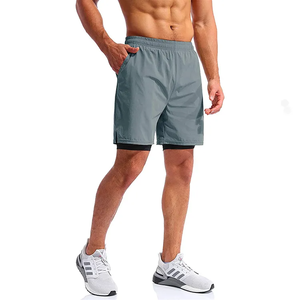 กางเกงขาสั้นออกกำลังกายแบบ2อิน1สำหรับผู้ชายเอวยางยืดมีกระเป๋าด้านในสำหรับใส่ออกกำลังกายเล่นฟิตเนสวิ่งออกกำลังกาย - Product Image 4