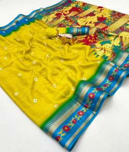 ผ้าไหมคอตตอนลายพิมพ์ล่าสุดสำหรับผู้หญิงจากอินเดีย เหมาะสำหรับงานปาร์ตี้และงานแต่งงาน เสื้อผ้าอินเดีย - Product Image 5