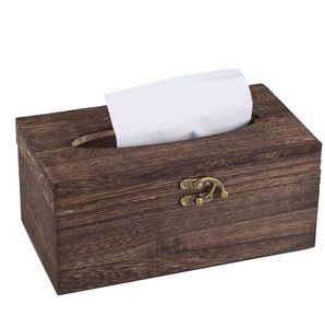 Boîte à mouchoirs élégante carrée en bois lavé blanc Support de style ferme rustique Organisateur décoratif pour salle de bain salon bureau - Product Image 3