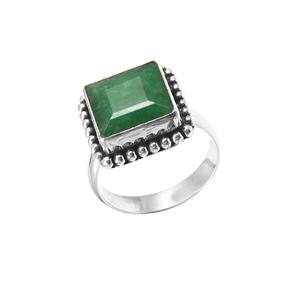 Fait à la main solide en argent Sterling 925 teint émeraude béryl pierre bijoux fins unisexe Design anneaux à la mode ultime anneaux pour elle - Product Image 1