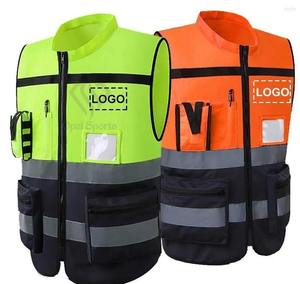 High Visibility Breathable <b>Reflective</b> Safety <b>Vest</b> with Pockets and LED Flash Customizable Logo Comfortable Workwear - Product Image 4