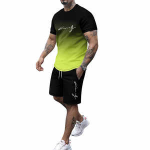 Survêtement surdimensionné 2 pièces pour hommes, short et chemises à la mode, tenue d'été pour hommes, vêtements de sport respirants, ensemble athlétique décontracté et sportif - Product Image 2
