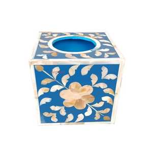 Diseño personalizado de fábrica, mesa de MDF de mármol de lujo, logotipo personalizado, servilletero con incrustaciones de hueso Rectangular para cajas de pañuelos para el hogar - Product Image 1