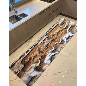 Tapis en chenille motif éléphant marron, patchwork en laine, écologique, traditionnel, pour entrée/bureau, avec envers en latex - Product Image 1